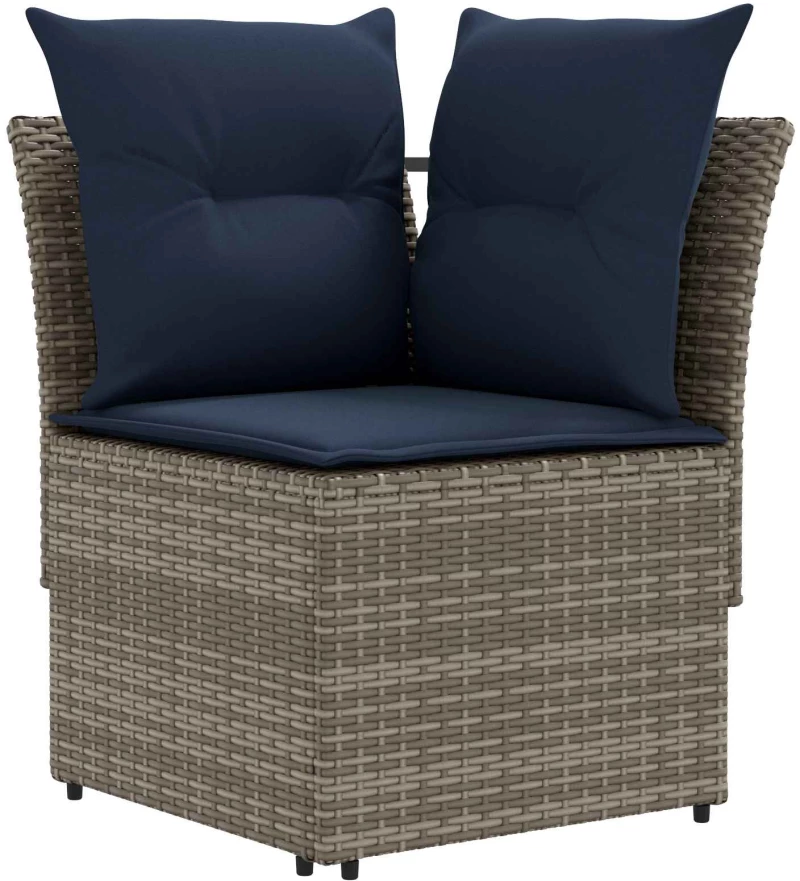 vidaXL Σύνολα επίπλων με μαξιλάρι 5 pcs Γκρι και Navy Blue Ράτα PE