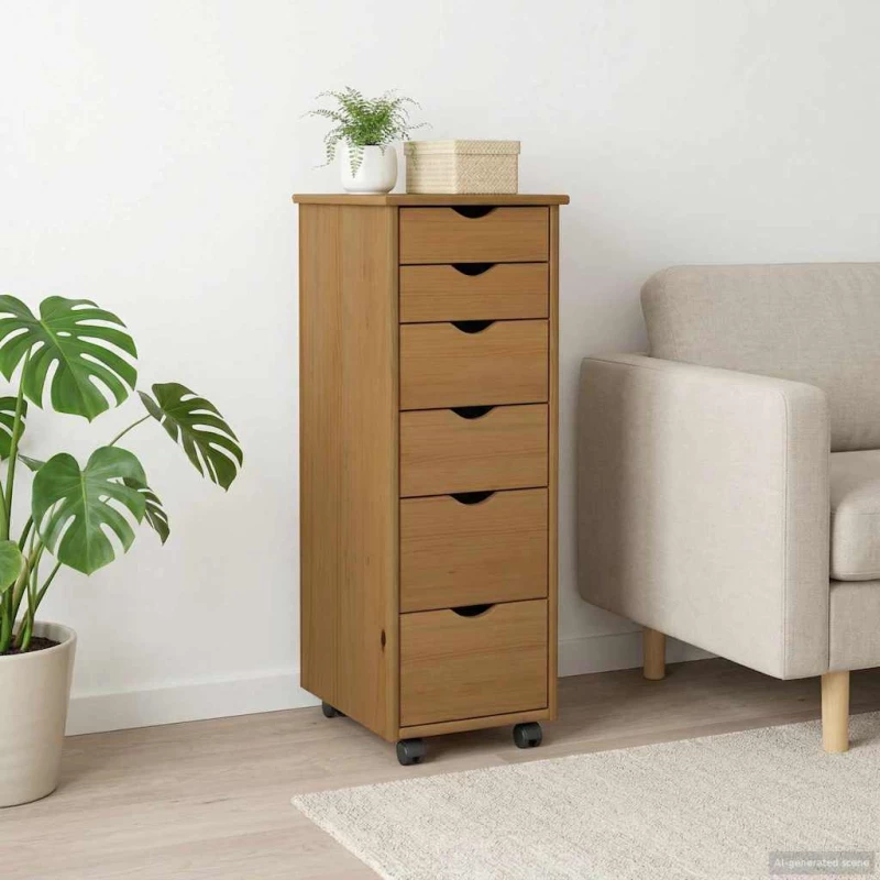 vidaXL Κινητό Ντουλάπι Μέλι Καφέ 34 x 39 x 93,5 εκ Στερεό ξύλο πεύκου