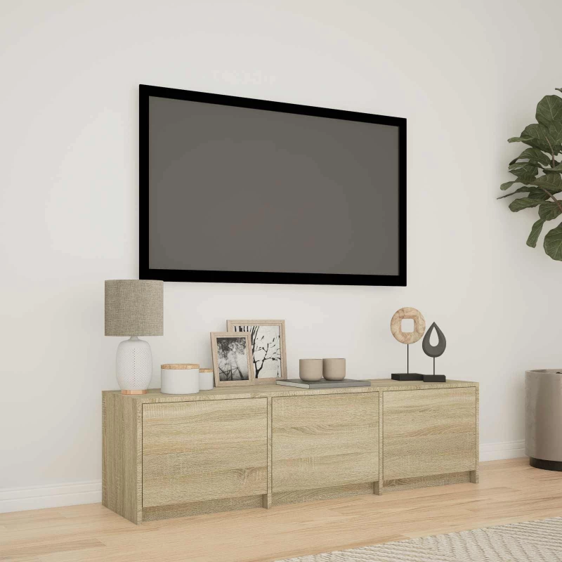 vidaXL Τηλεοπτική βιβλιοθήκη με LED Δρύς Sonoma 140 x 34 x 40 εκ