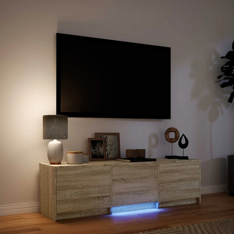 vidaXL Τηλεοπτική βιβλιοθήκη με LED Δρύς Sonoma 140 x 34 x 40 εκ