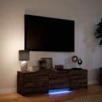 vidaXL Τηλεοπτική βιβλιοθήκη με LED με LED Καφέ δρυς 140 x 34 x 40 εκ
