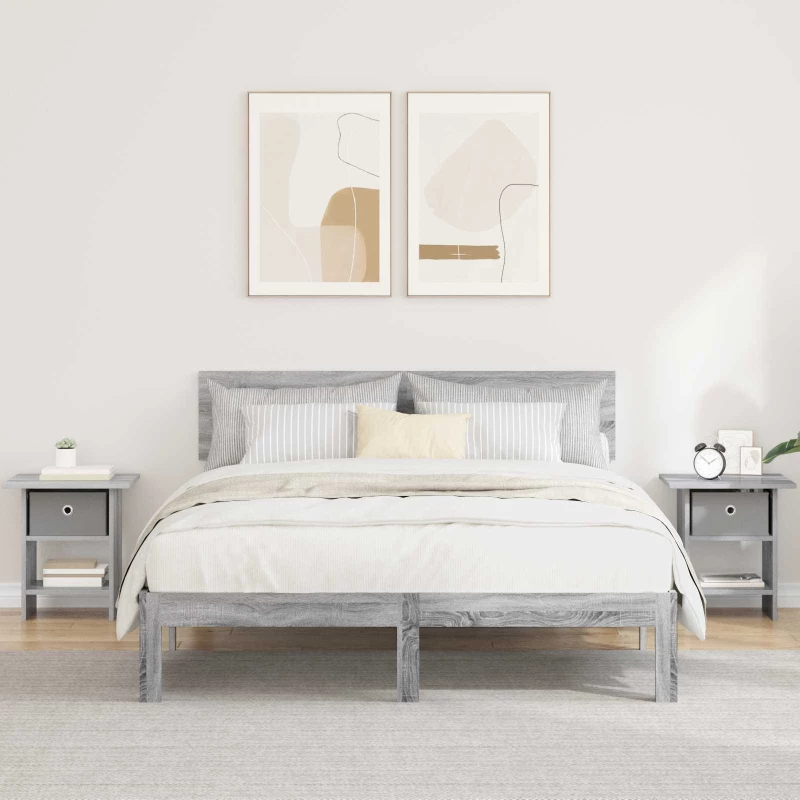 vidaXL Κομοδίνο 2 pcs Γκρίζο Σονομα 41 x 40 x 45 εκ Επεξεργασμένο ξύλο