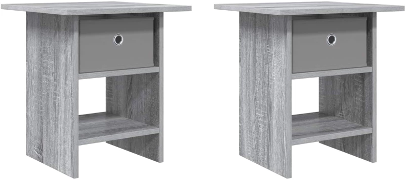 vidaXL Κομοδίνο 2 pcs Γκρίζο Σονομα 41 x 40 x 45 εκ Επεξεργασμένο ξύλο