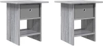vidaXL Κομοδίνο 2 pcs Γκρίζο Σονομα 41 x 40 x 45 εκ Επεξεργασμένο ξύλο