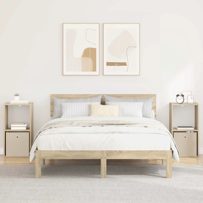 vidaXL Κομοδίνο 2 pcs Δρύς Sonoma 35 x 32 x 68,5 εκ Επεξεργασμένο ξύλο