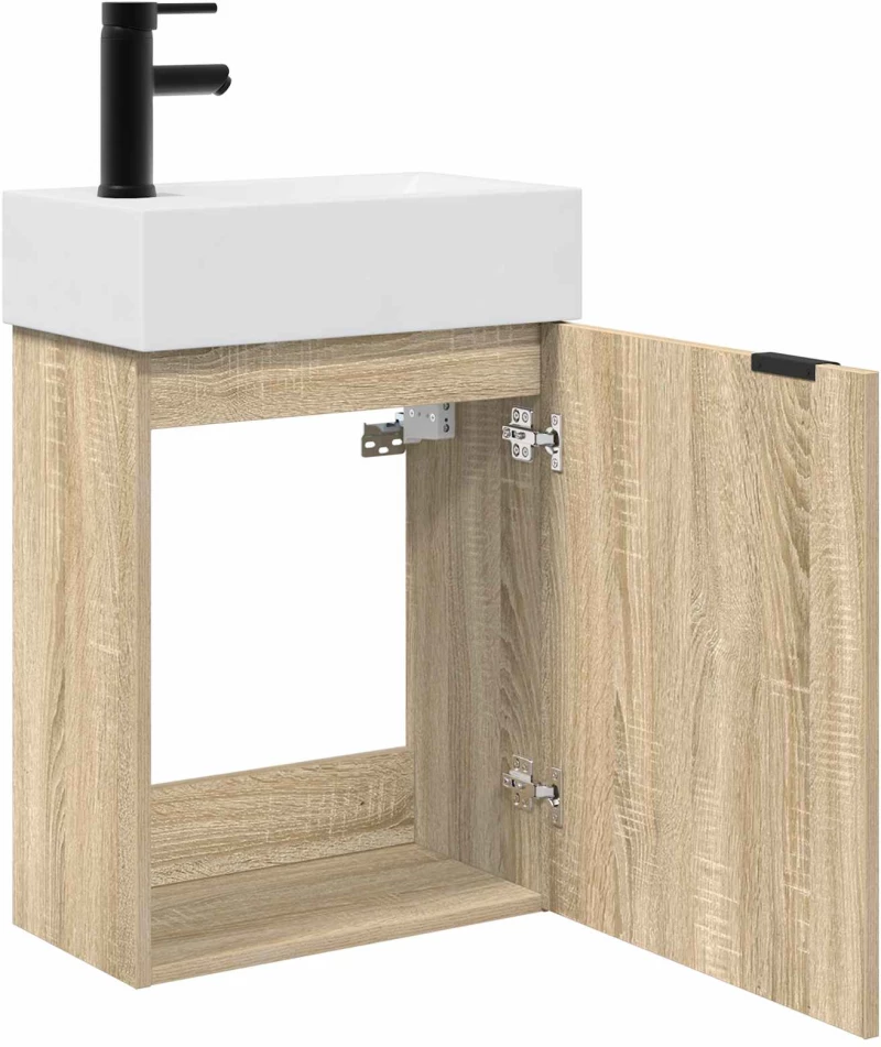 vidaXL Μονάδα μπάνιου με βρύση Sonoma Δρυς 45,5 x 22,5 x 84 εκ