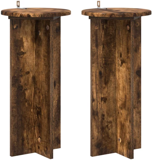vidaXL Βάση φυτών 2 pcs Καπνισμένο Ξύλο Δρυός 29,5 x 29,5 x 60 εκ.
