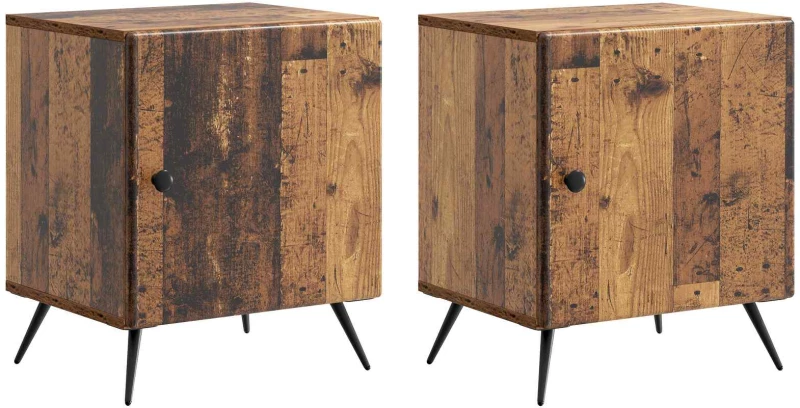 vidaXL Κομοδίνο 2 pcs Παλαιωμένο ξύλο 43 x 34,5 x 50 εκ
