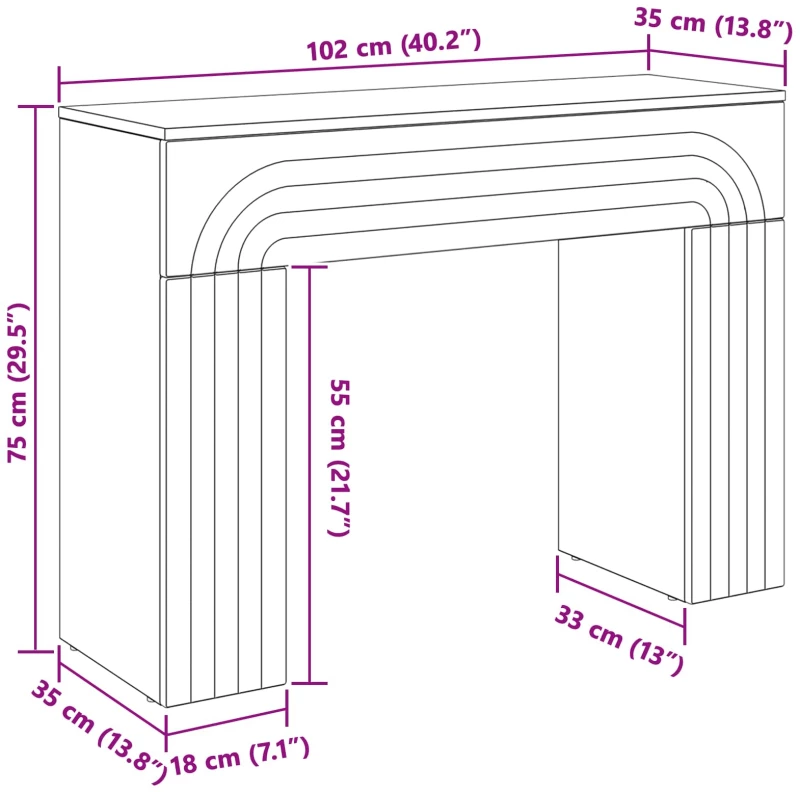 vidaXL Τραπεζάκι σαλονιού Μαύρο 102 x 35 x 75 εκ Επεξεργασμένο Ξύλο