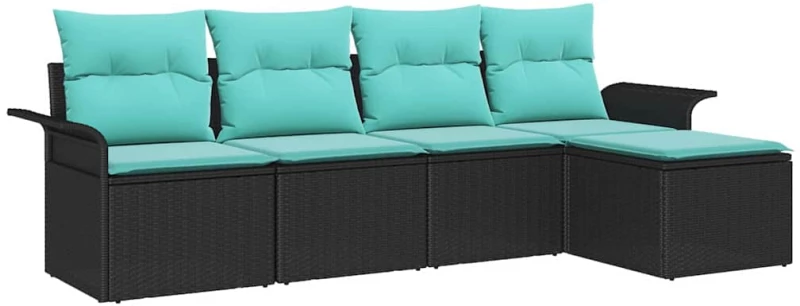 vidaXL Σετ Καναπέ Κήπου με αποθήκευση 5 pcs Μαύρο συνθετικό ρατάν