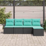 vidaXL Σετ Καναπέ Κήπου με αποθήκευση 5 pcs Μαύρο συνθετικό ρατάν
