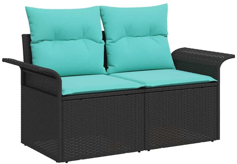 vidaXL Σετ Καναπέ Κήπου με αποθήκευση 5 pcs Μαύρο συνθετικό ρατάν