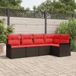 vidaXL Σετ Καναπέ Κήπου με αποθήκευση 5 pcs Καφέ συνθετικό ρατάν
