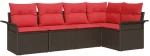 vidaXL Σετ Καναπέ Κήπου με αποθήκευση 5 pcs Καφέ συνθετικό ρατάν