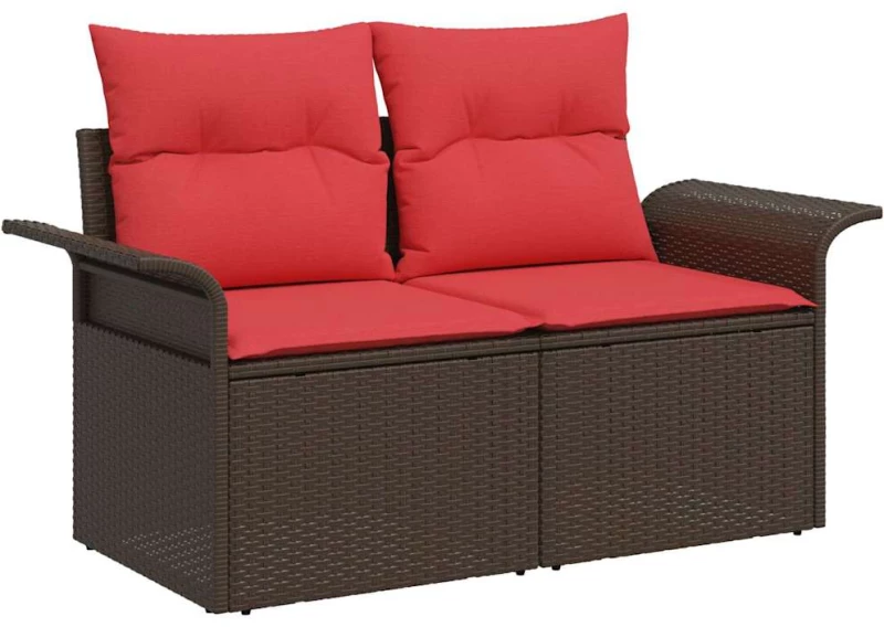 vidaXL Σετ Καναπέ Κήπου με αποθήκευση 5 pcs Καφέ συνθετικό ρατάν