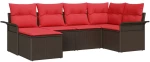 vidaXL Σετ Καναπέ Κήπου με αποθήκευση 6 pcs Καφέ συνθετικό ρατάν