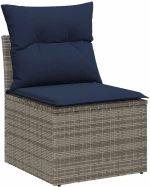 vidaXL Σετ Καναπέ Κήπου 8 pcs Γκρι και Navy Blue συνθετικό ρατάν