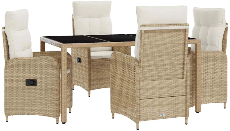 vidaXL Σετ Εξωτερικής Τραπέζης 5 pcs Μπεζ και Κρέμ 150 x 90 x 75 cm