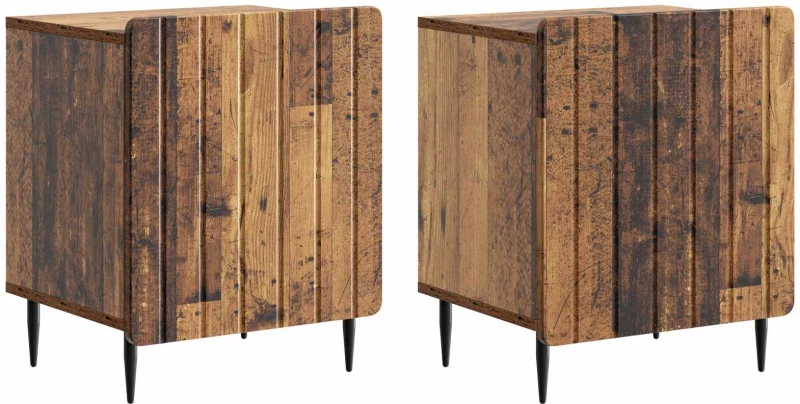 vidaXL Κομοδίνο 2 pcs Παλαιωμένο ξύλο 43 x 34,5 x 52 εκ