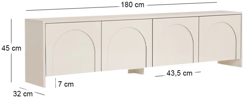 Έπιπλο τηλεόρασης Aurelia Megapap χρώμα κρεμ 180x32x45εκ.