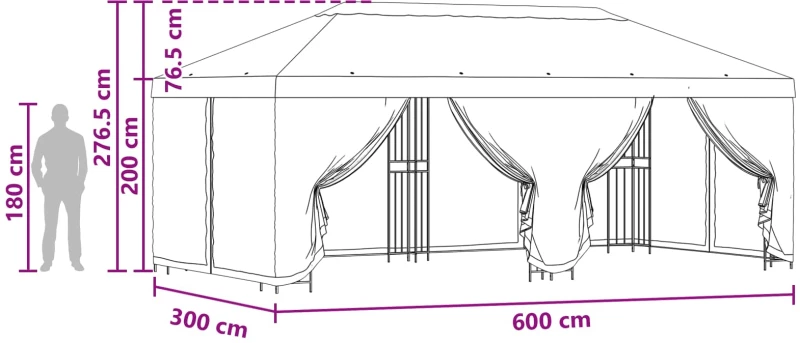 vidaXL Κιόσκι με Πλαϊνές Τοίχους 6 x 3 m Κίτρινο