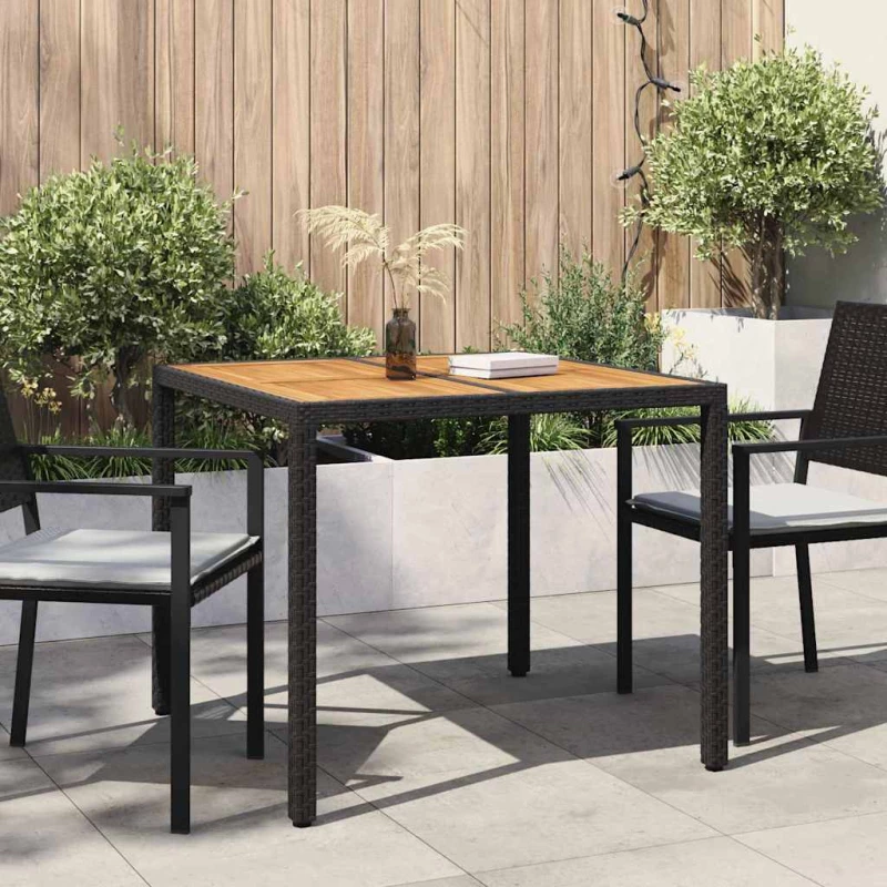 vidaXL Τραπέζι Κήπου Μαύρο 90 x 90 x 75 cm συνθετικό ρατάν