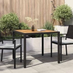 vidaXL Τραπέζι Κήπου Μαύρο 90 x 90 x 75 cm συνθετικό ρατάν
