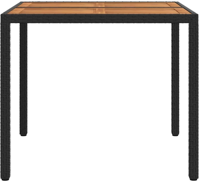vidaXL Τραπέζι Κήπου Μαύρο 90 x 90 x 75 cm συνθετικό ρατάν