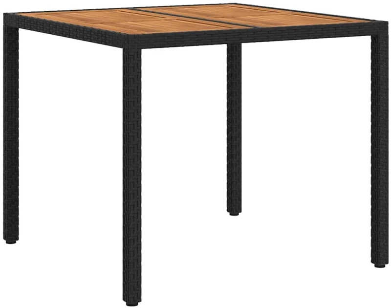 vidaXL Τραπέζι Κήπου Μαύρο 90 x 90 x 75 cm συνθετικό ρατάν