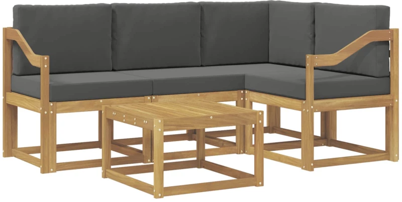 vidaXL Σειρά Καναπέ Εξωτερικού με μαξιλάρι 5 pcs Άσπρο και Ανθρακί