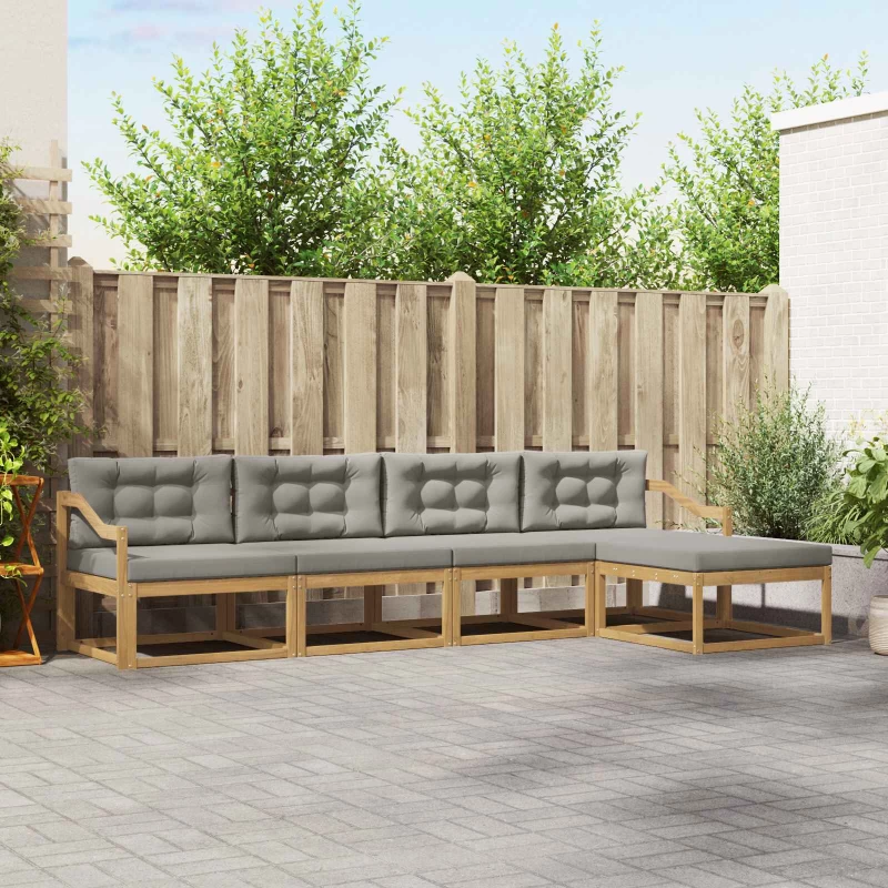 vidaXL Σειρά Καναπέ Εξωτερικού 4 pcs Λευκό και Ανοιχτό Γκρι