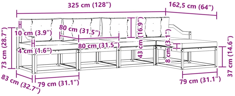 vidaXL Σειρά Καναπέ Εξωτερικού 4 pcs Λευκό και Ανοιχτό Γκρι