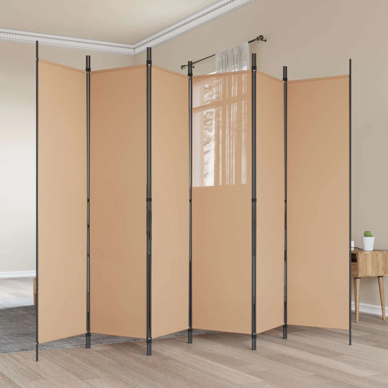 vidaXL Διαχωριστικό Δωματίου 6-Πάνελ Μπεζ 300 x 200 cm Ύφασμα