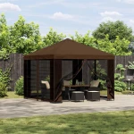 vidaXL Κιόσκι 3 x 3 m Καφέ Πολυεστέρας και Χάλυβας 190 gsm