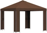vidaXL Κιόσκι 3 x 3 m Καφέ Πολυεστέρας και Χάλυβας 190 gsm