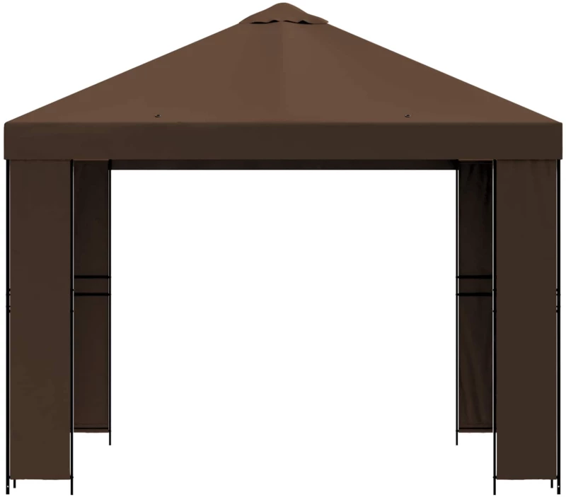 vidaXL Κιόσκι 3 x 3 m Καφέ Πολυεστέρας και Χάλυβας 190 gsm