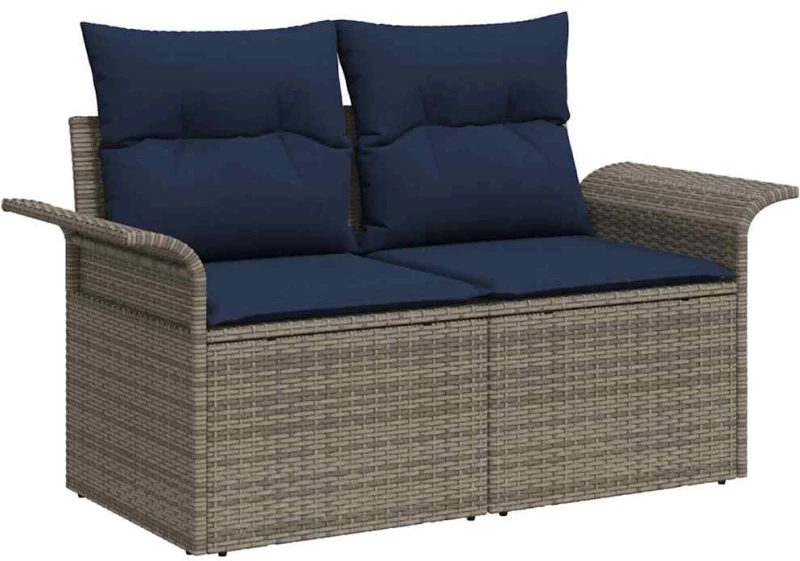 vidaXL Σετ Καναπέ Κήπου με μαξιλάρι 7 pcs Γκρι συνθετικό ρατάν