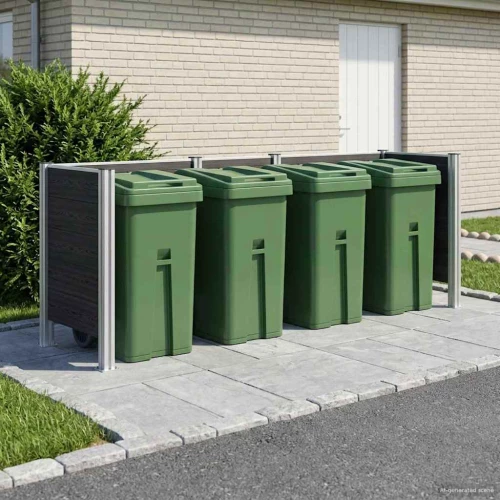 vidaXL Φράχτης Σκουπιδιών Γκρι 315 x 85 x 115 εκ Αλουμίνιο και WPC