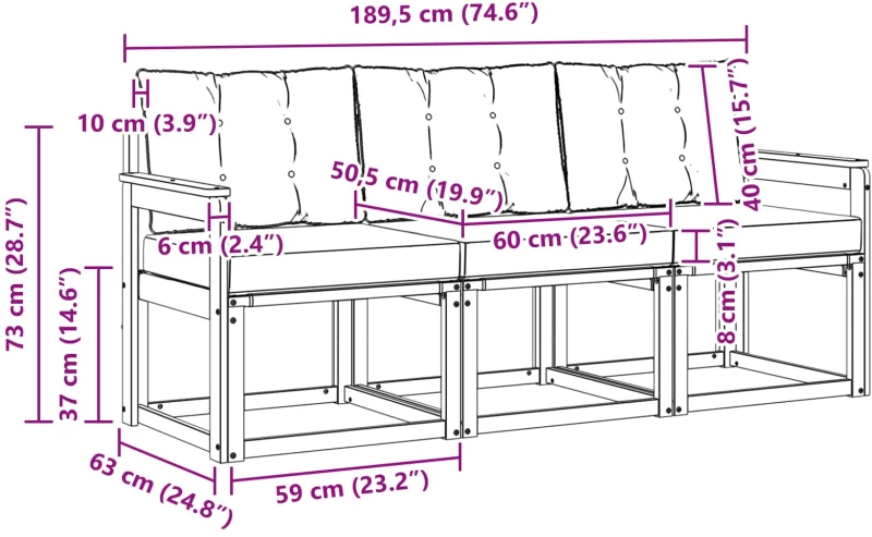 vidaXL Σειρά Καναπέ Εξωτερικού 3 pcs Λευκό και Ανοιχτό Γκρι