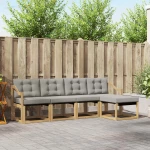 vidaXL Σειρά Καναπέ Εξωτερικού 5 pcs Λευκό και Ανοιχτό Γκρι