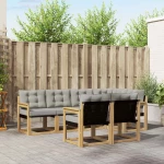 vidaXL Σειρά Καναπέ Εξωτερικού 7 pcs Λευκό και Ανοιχτό Γκρι