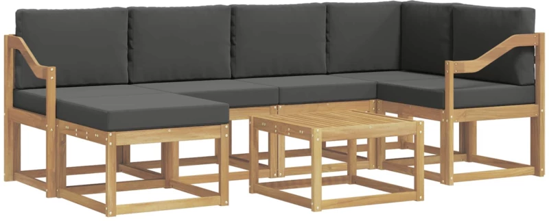 vidaXL Σειρά Καναπέ Εξωτερικού με μαξιλάρι 7 pcs Άσπρο και Ανθρακί