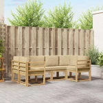 vidaXL Σειρά Καναπέ Εξωτερικού με μαξιλάρι 6 pcs Λευκό και Μπεζ