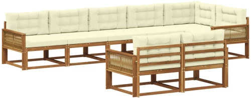 vidaXL Σειρά Καναπέ Εξωτερικού με μαξιλάρι 8 pcs Φυσικό και Κρέμα