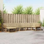 vidaXL Σειρά Καναπέ Εξωτερικού με μαξιλάρι 7 pcs Λευκό και Μπεζ