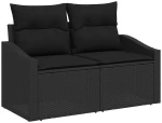 vidaXL Σετ Καναπέ Κήπου με μαξιλάρι 9 pcs Μαύρο συνθετικό ρατάν