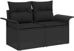 vidaXL Σετ Καναπέ Κήπου με μαξιλάρι 9 pcs Μαύρο συνθετικό ρατάν