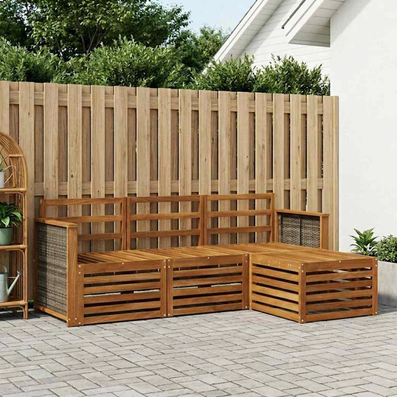 vidaXL Σειρά Καναπέ Εξωτερικού 4 pcs Φυσικό