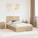 vidaXL Σκελετός Κρεβατιού Δρύς Sonoma 135 x 190 cm Επεξεργασμένο ξύλο