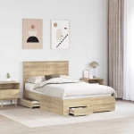 vidaXL Σκελετός Κρεβατιού Δρύς Sonoma 135 x 190 cm Επεξεργασμένο ξύλο